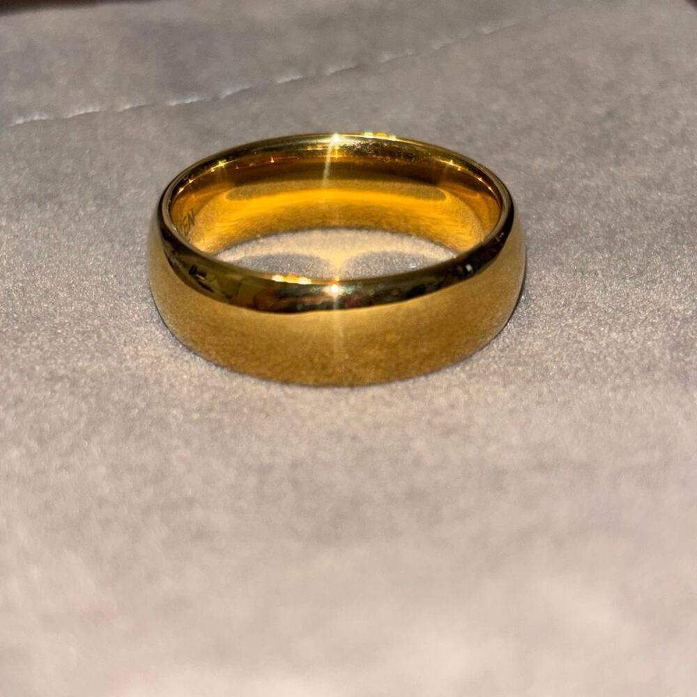 Size 9.5 ring Gold tungsten carbide ring with brushed finish